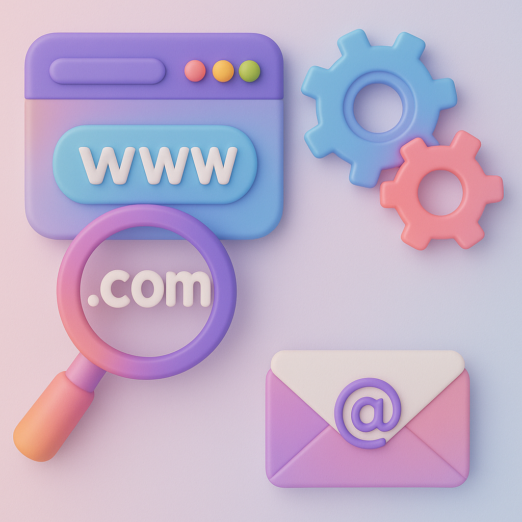 Icône identité en ligne — réservation de nom de domaine et email professionnel